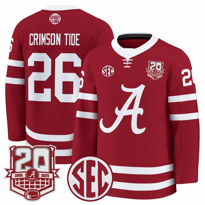 Crimson Tide Jersey #26 Alabama Crimson 2025-26 20th Patch Stitched