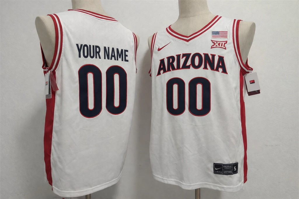 Custom Arizona Wildcats Basketball Jersey Name, Number White Stitched