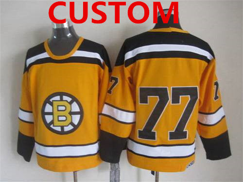 Custom Boston Bruins 1959-60 Yellow CCM Vintage Throwback Jersey Stitched