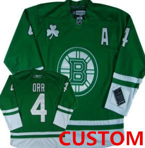 Custom Boston Bruins St. Patrick's Day Green Jersey Stitched