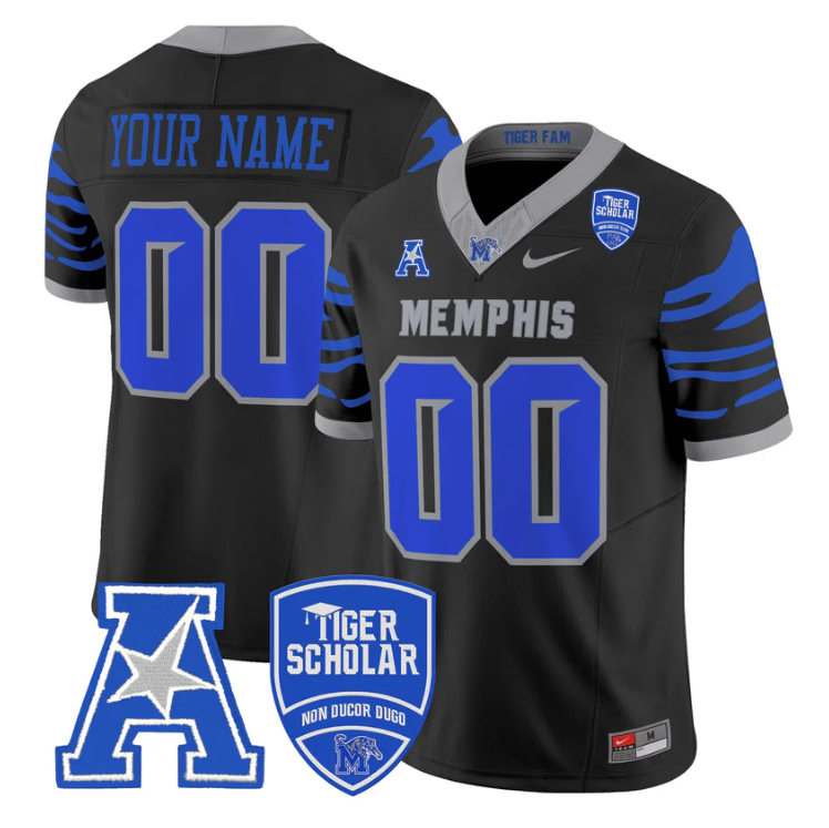 Custom Memphis Tigers Jersey Name, Number 2025 Vapor Limited Stitched Black