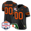 Custom Miami Hurricanes Jersey 2026 Fiesta Bowl Florida Patch Stitched Black