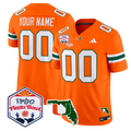 Custom Miami Hurricanes Jersey 2026 Fiesta Bowl Florida Patch Stitched Orange