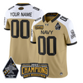 Custom Navy Midshipmen Jersey Jolly Rogers 2025 Trophy Champions Stitched Gold Alternate