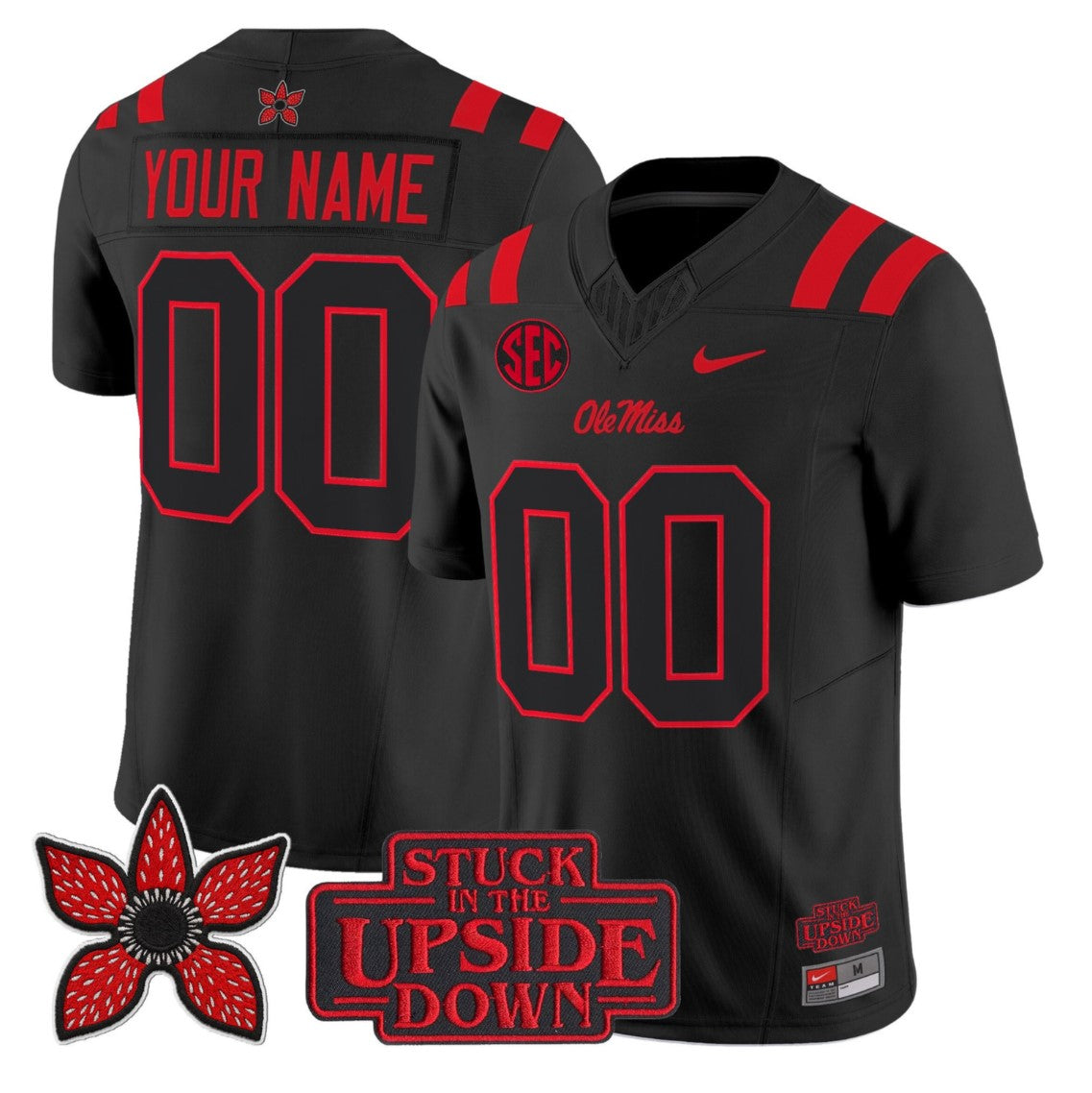 Custom Ole Miss Rebels Jersey Stranger Things Edition Vapor Limited Stitched
