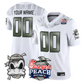 Custom Oregon Ducks Jersey Mummy Duck 2026 Peach Bowl Patch Stitched White