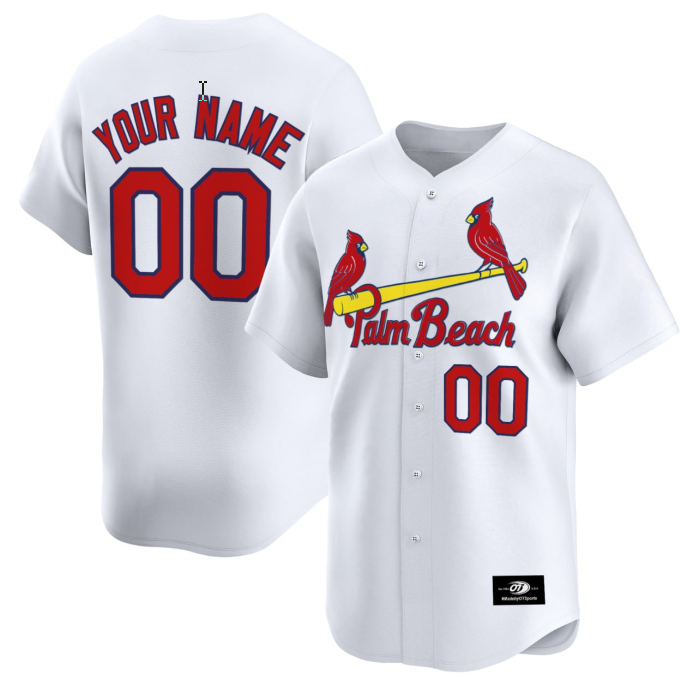 Custom Palm Beach Cardinals Jersey Name and Number White All Stitched