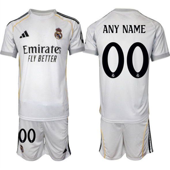 Custom Real Madrid Jersey Name, Number White Home 2025 - 26 Soccer Suit