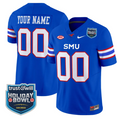 Custom SMU Mustangs Jersey 2026 Holiday Bowl Patch Limited Stitched Blue