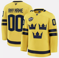 Custom Sweden Jersey Name, Number Yellow 2025 4 Nations Face-Off Stitched