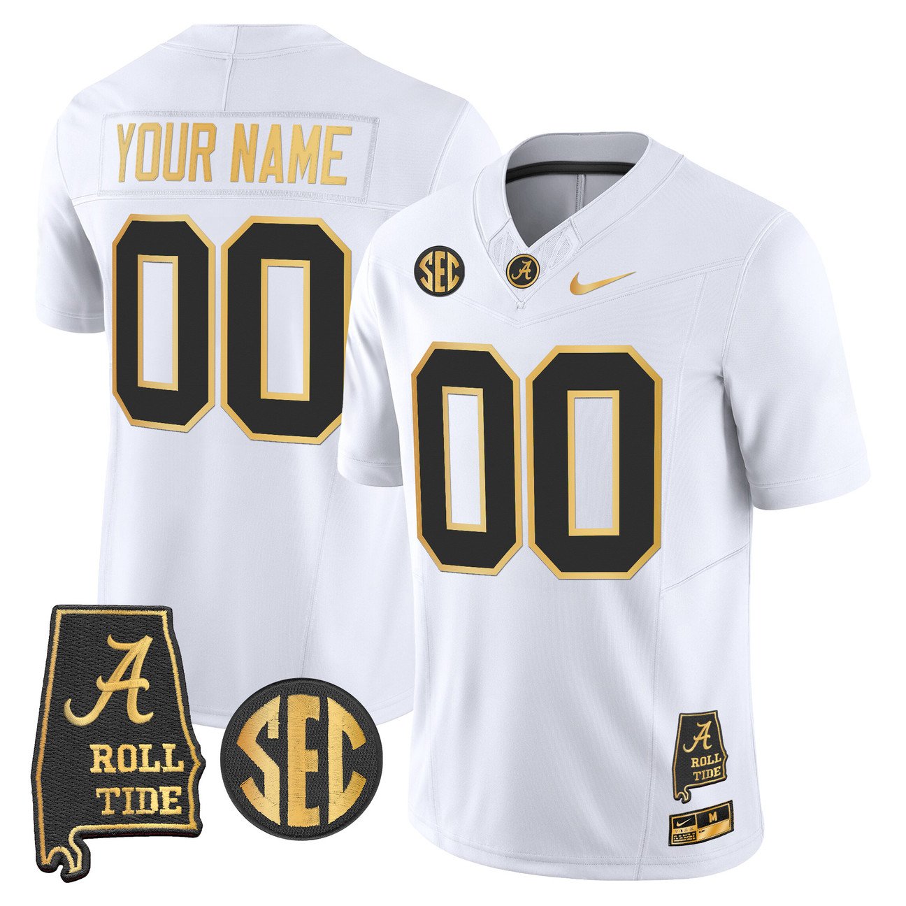 Custom Alabama Crimson Tide Jersey 2025 Gold Vapor Limited Stitched