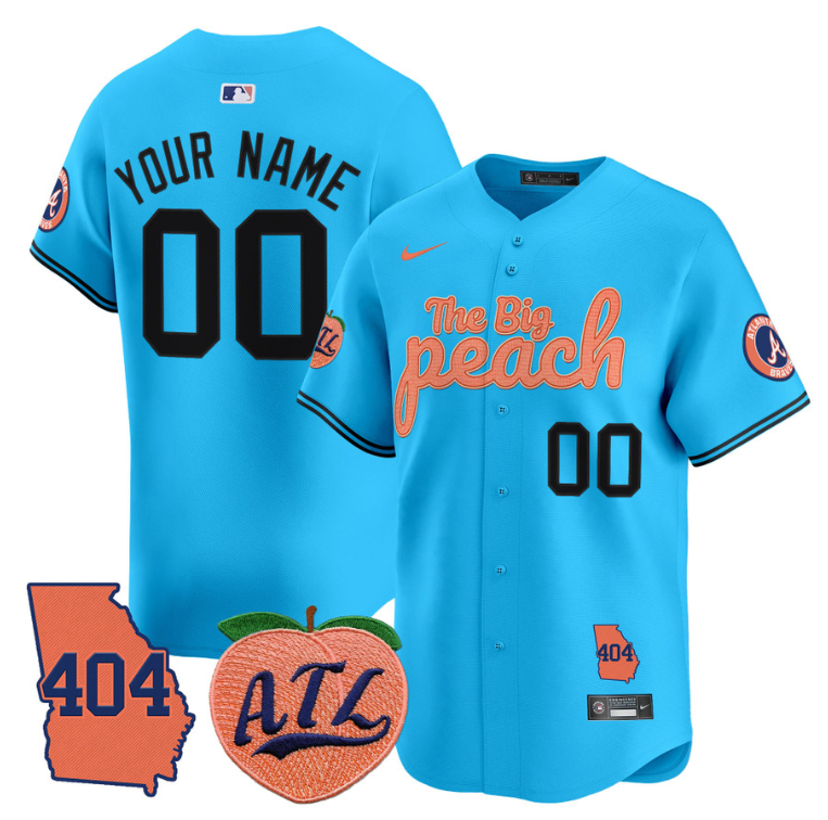 Custom Atlanta Braves Jersey 404 & The Big Peach Vapor Premier Limited Stitched