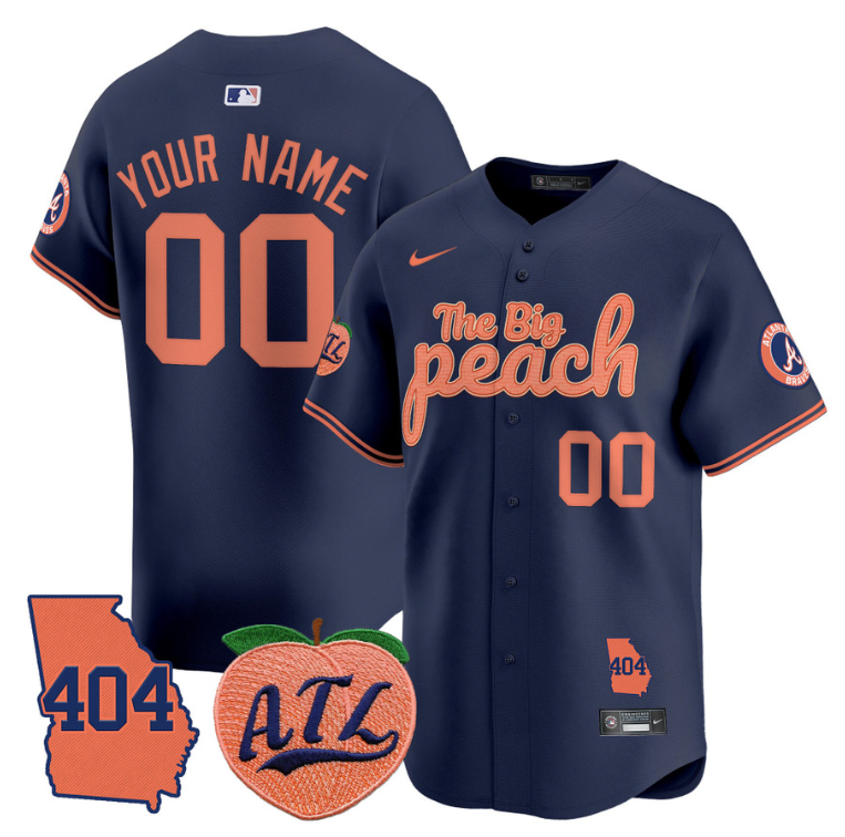 Custom Atlanta Braves Jersey 404 & The Big Peach Vapor Premier Limited Stitched