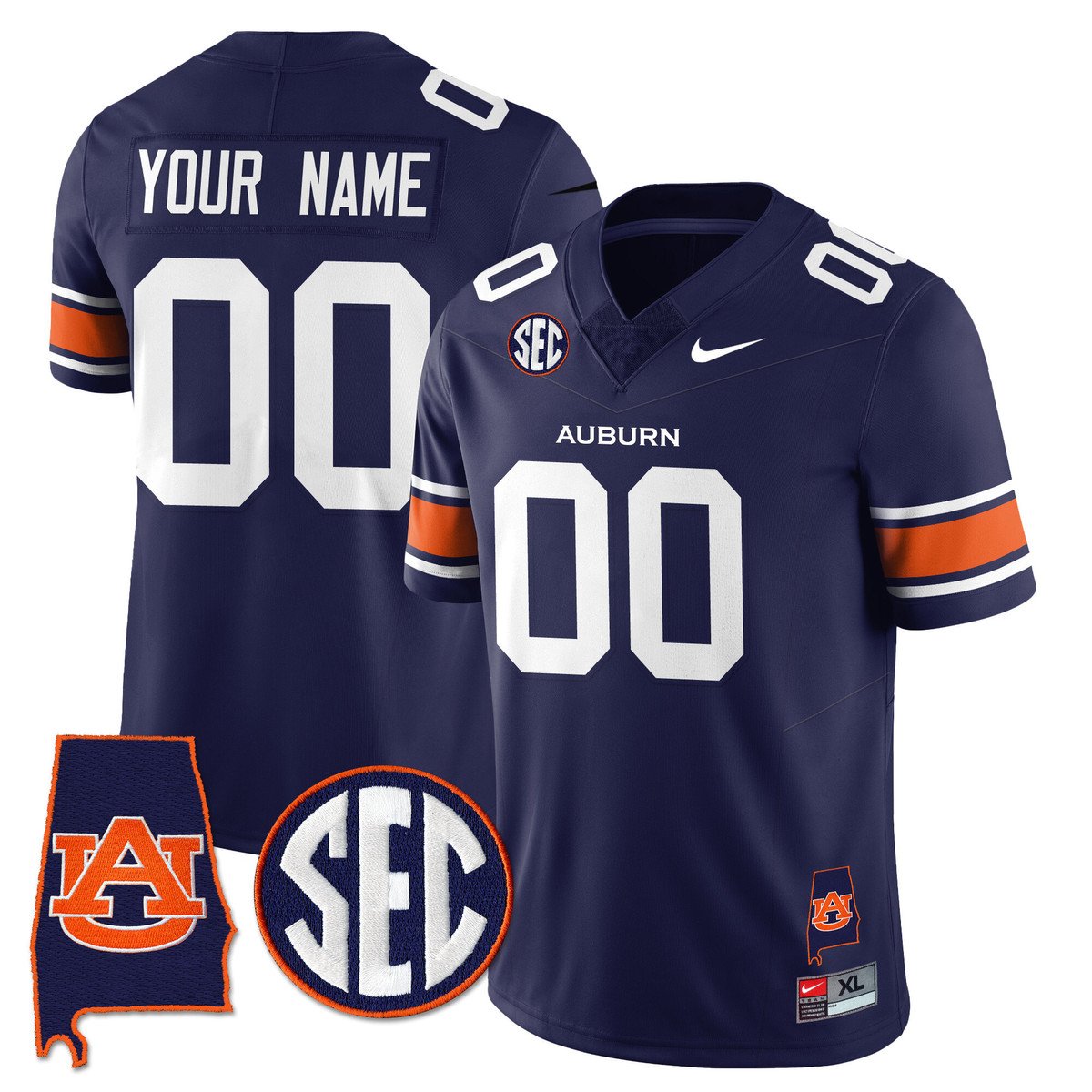 Custom Auburn Tigers Jersey Name, Number Alabama Patch Vapor Stitched