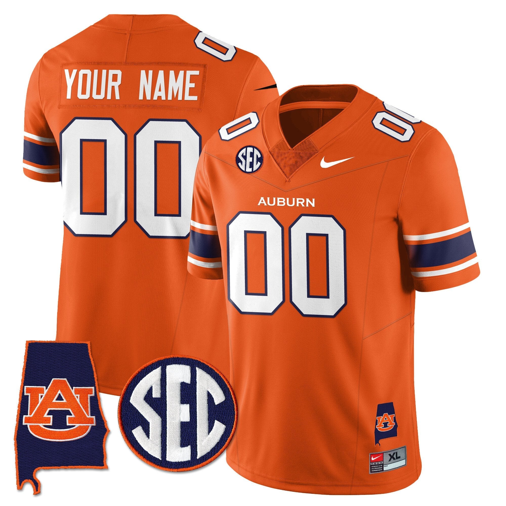 Custom Auburn Tigers Jersey Name, Number Alabama Patch Vapor Stitched
