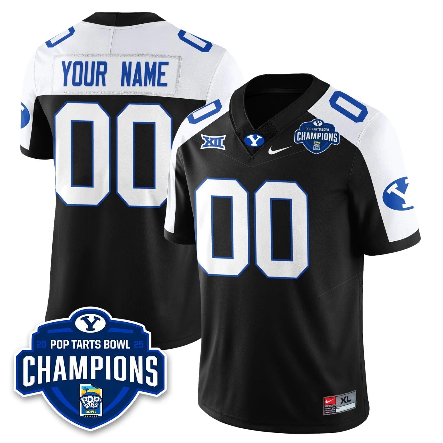 Custom BYU Cougars Jersey 2025 Pop-Tarts Bowl Champions Patch Stitched