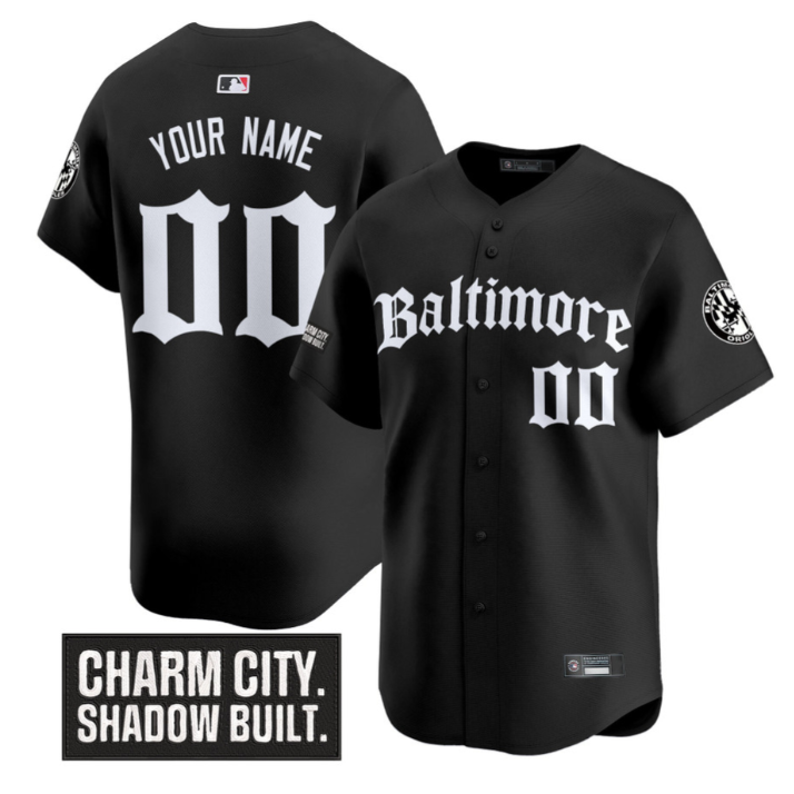 Custom Baltimore Orioles Jersey Gothic Harbor Edition Stitched