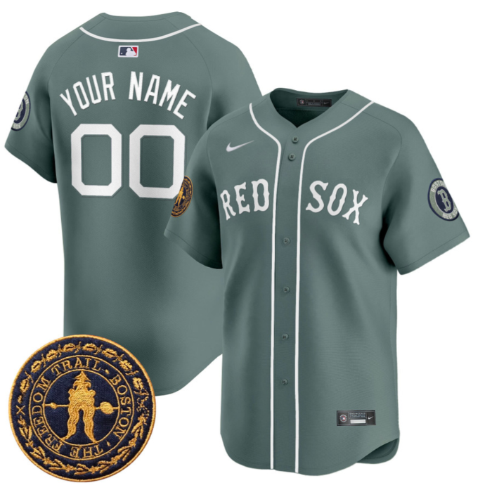 Custom Boston Red Sox Jersey Name, Number Freedom Trail Patch Vapor Premier Limited Stitched