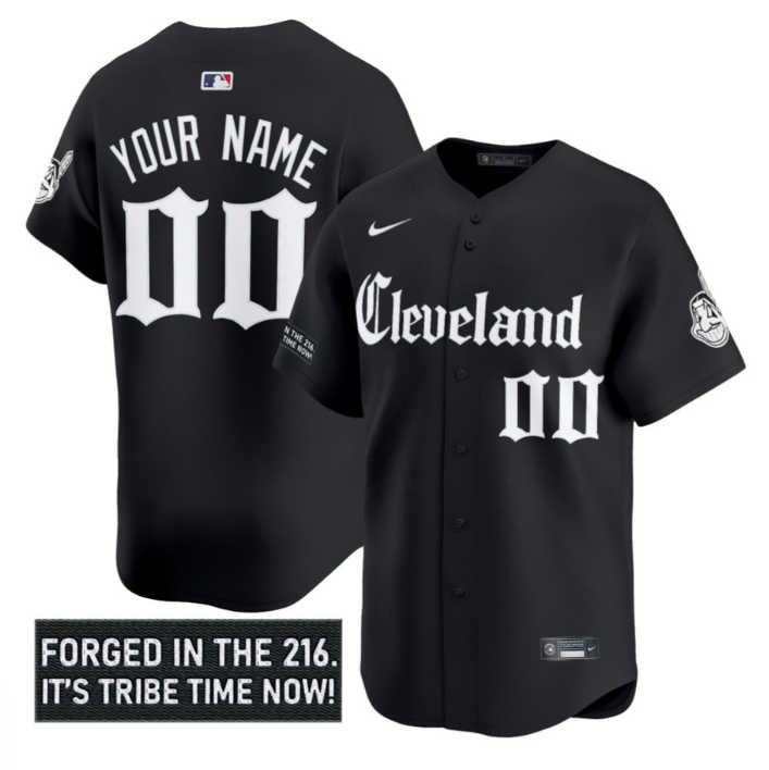 Custom Cleveland Indians Jersey Gothic Iron Edition Stitched