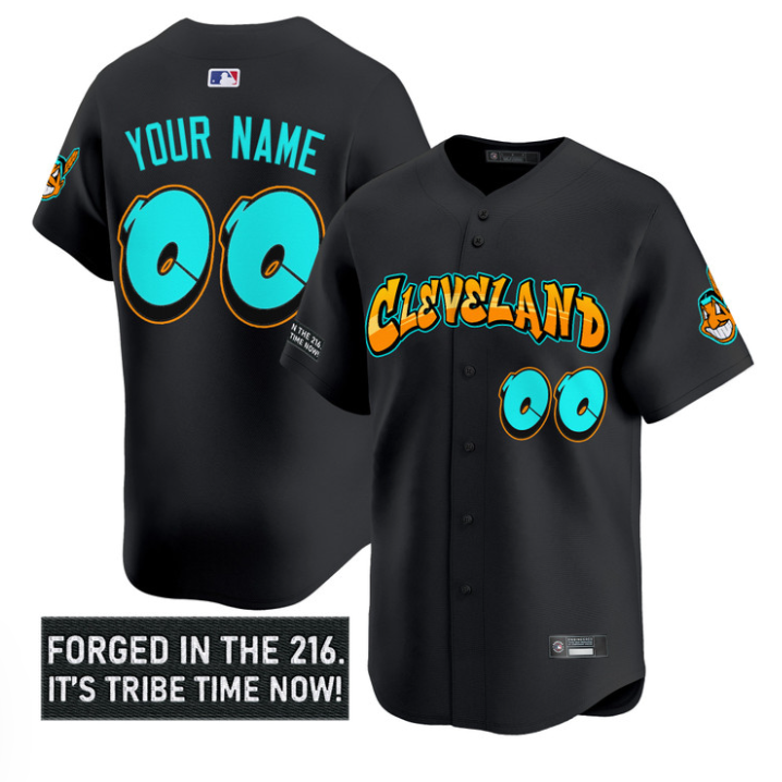 Custom Cleveland Indians Jersey Graffiti 216 Ink Edition Stitched