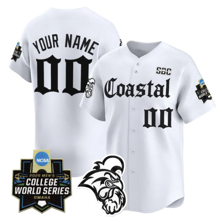 Custom Coastal Carolina Jersey 2025 World Series Gothic Edition Stitched