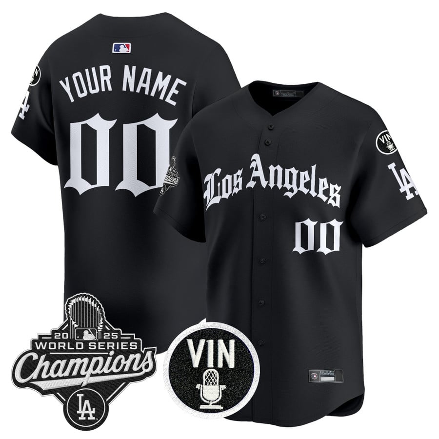 Custom Dodgers Jersey 2025 World Series Champions LA Gothic Edition
