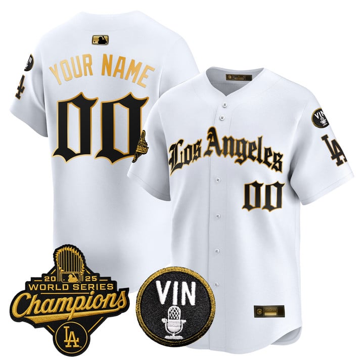 Custom Dodgers Jersey 2025 World Series Champions LA Gothic Edition