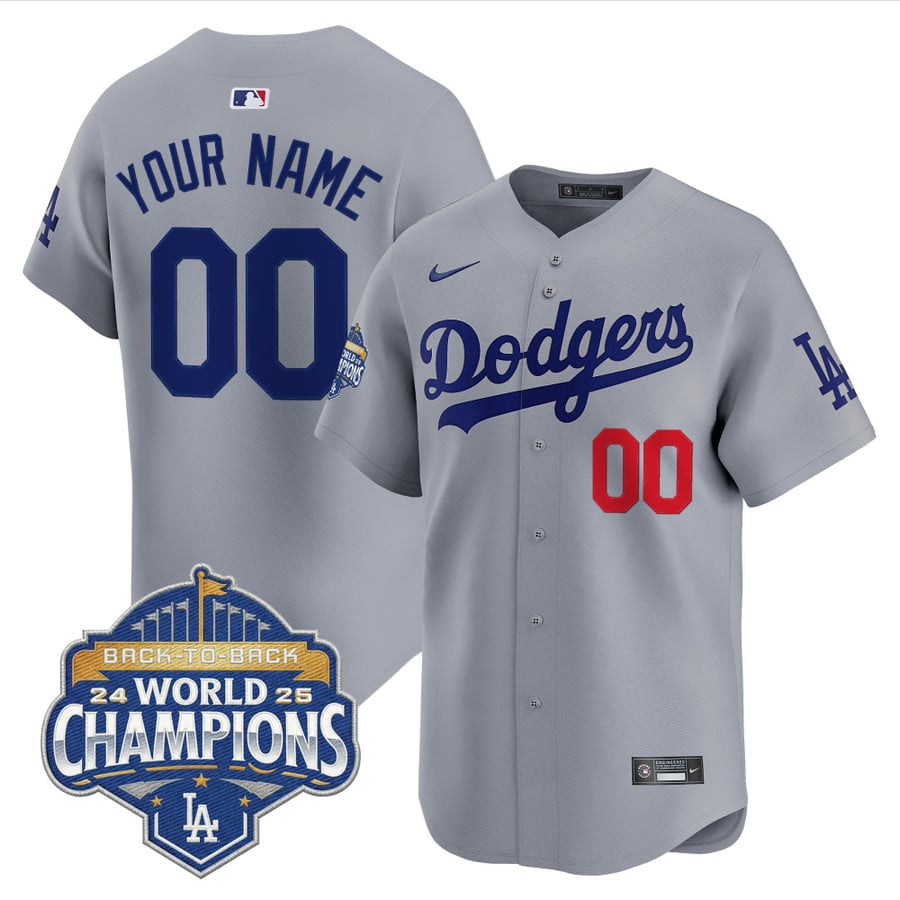 Custom Dodgers Jersey Name, Number 2025 Back-To-Back Champions Stitched