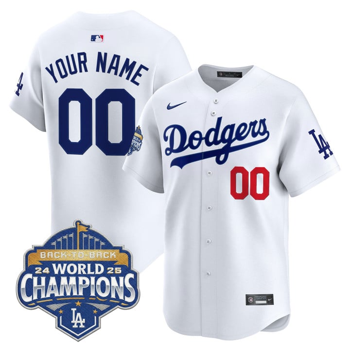 Custom Dodgers Jersey Name, Number 2025 Back-To-Back Champions Stitched