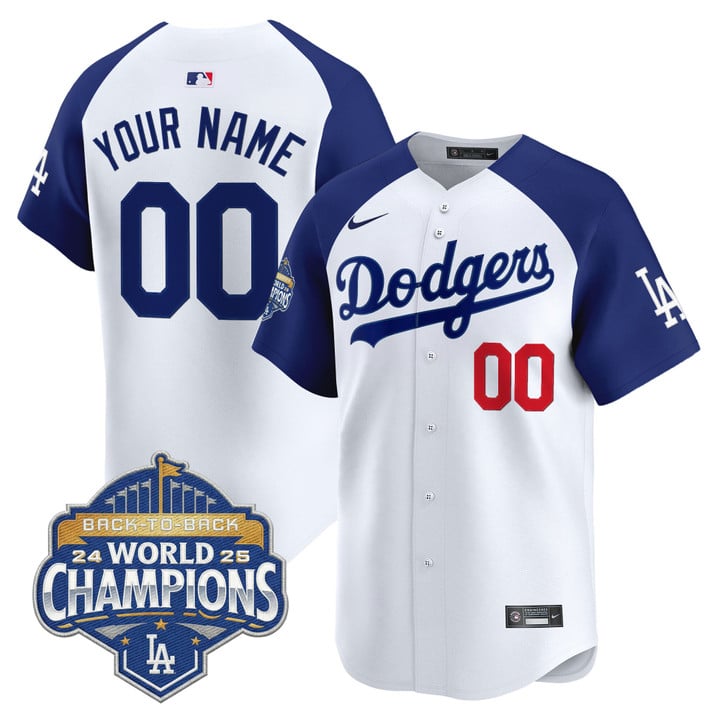 Custom Dodgers Jersey Name, Number 2025 Back-To-Back Champions Stitched