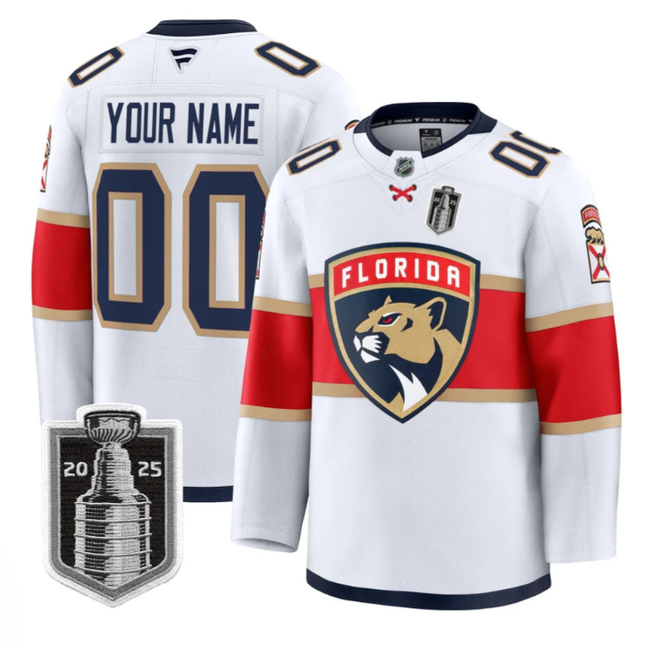 Custom Florida Panthers Jersey 2025 Stanley Cup Final Premium Stitched Blue