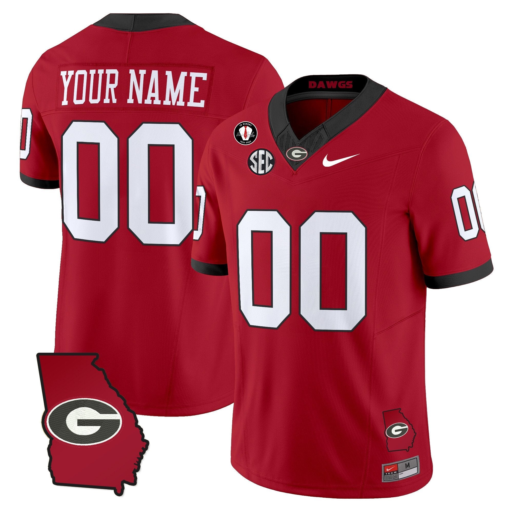 Custom Georgia Bulldogs Jersey 2025 Georgia Map, Vince Dooley Stitched