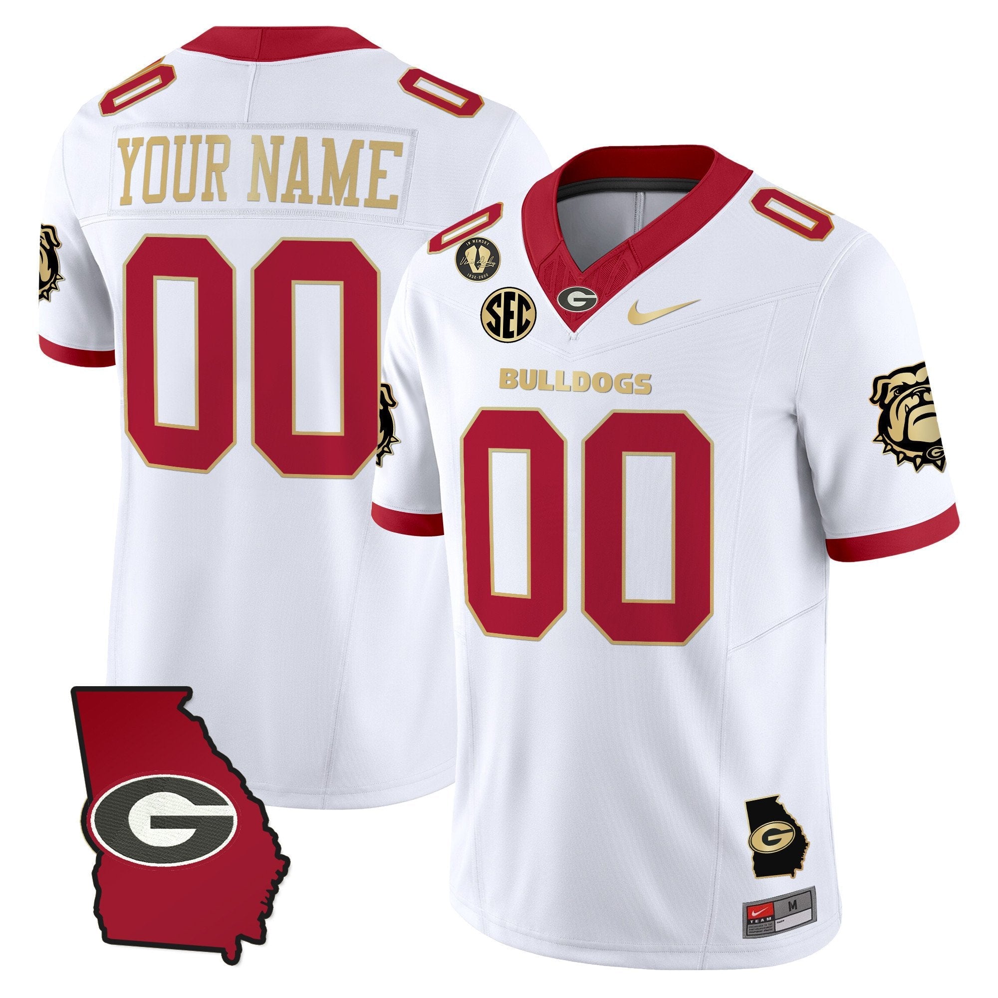 Custom Georgia Bulldogs Jersey 2025 Georgia Map, Vince Dooley Stitched