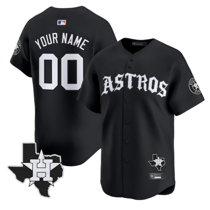 Custom Houston Astros Jersey Name, Number Old English Edition Stitched