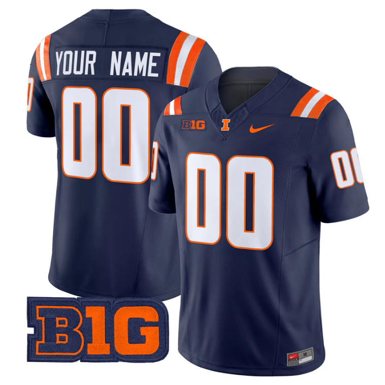 Custom Illinois Fighting Illini Jersey 2025 Vapor Limited Stitched