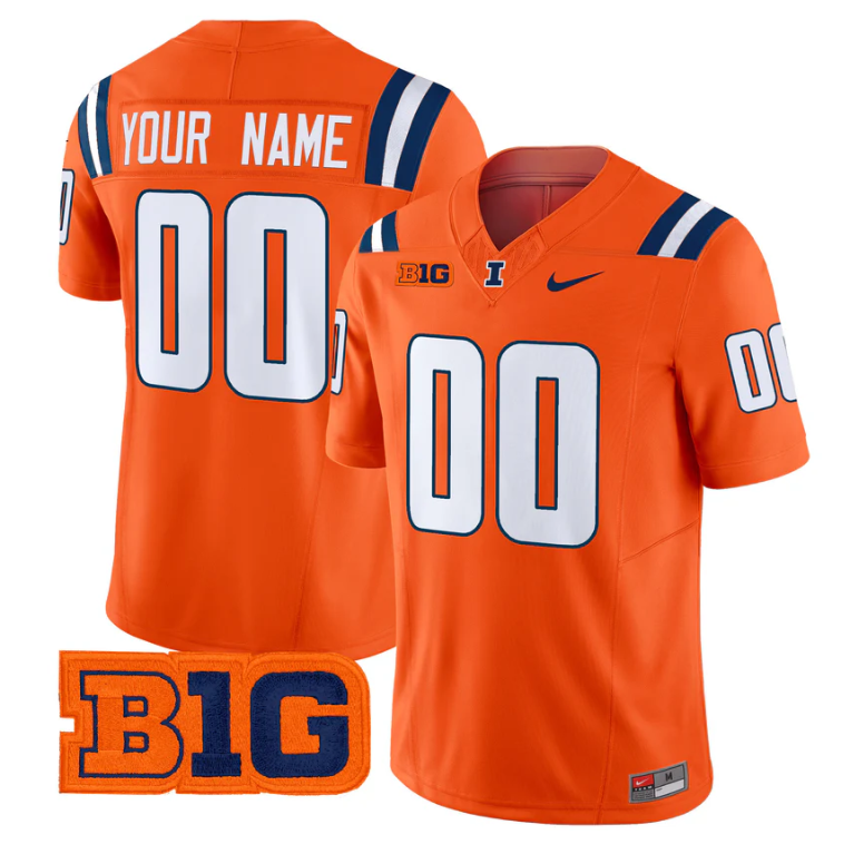 Custom Illinois Fighting Illini Jersey 2025 Vapor Limited Stitched