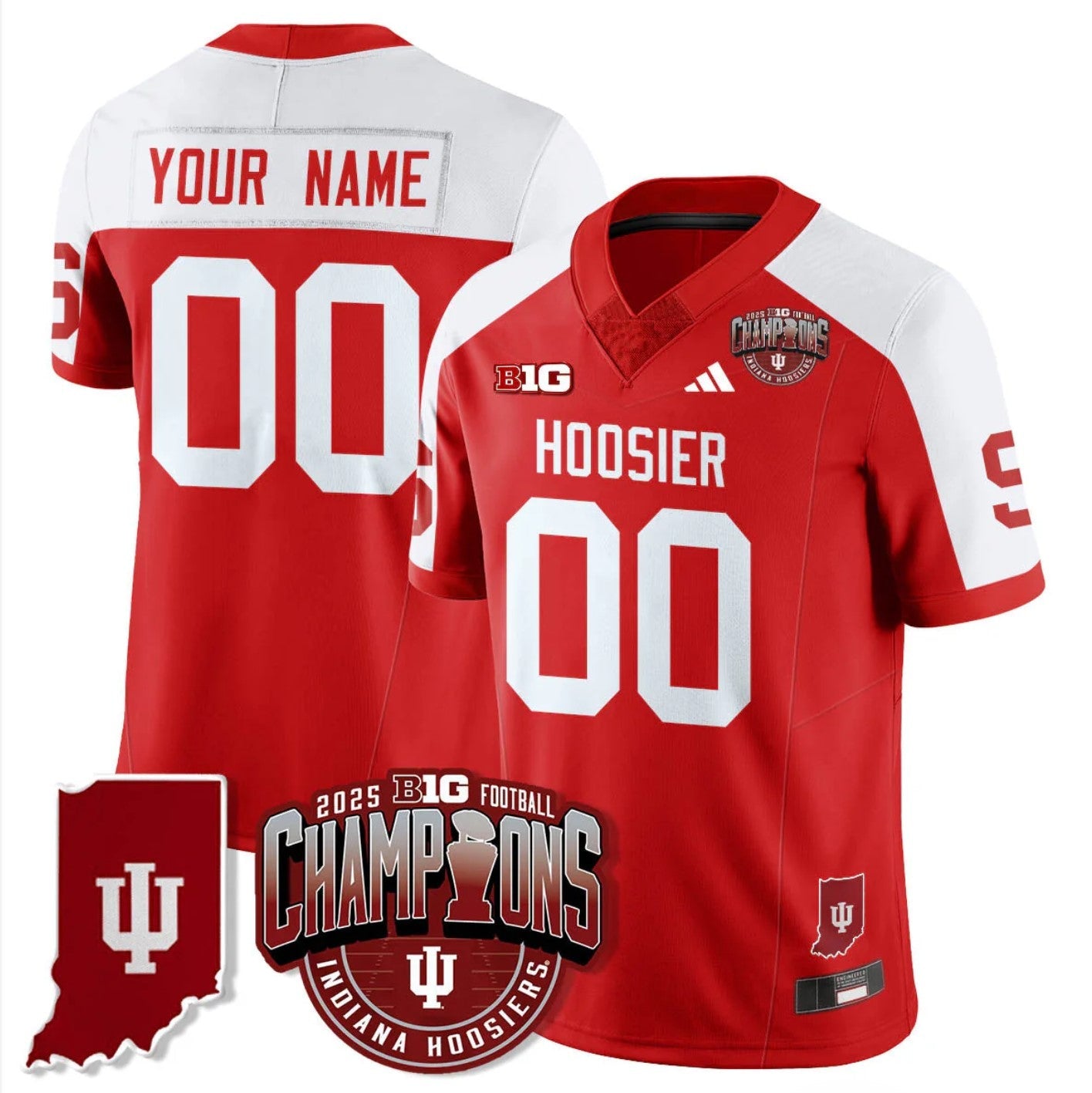 Custom Indiana Hoosiers Jersey Football Big 10 Champions Limited Stitched