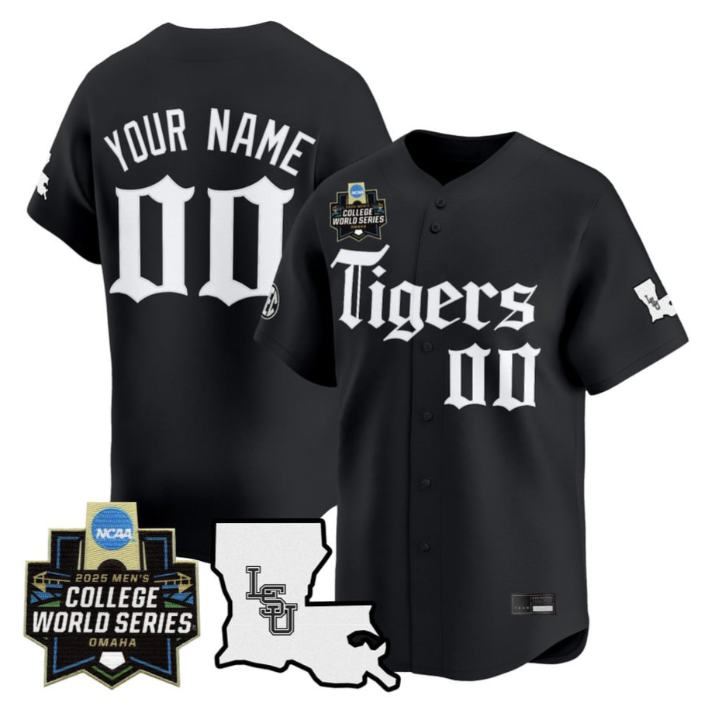 Custom LSU Tigers Jersey 2025 World Series Gothic Geaux Edition Stitched