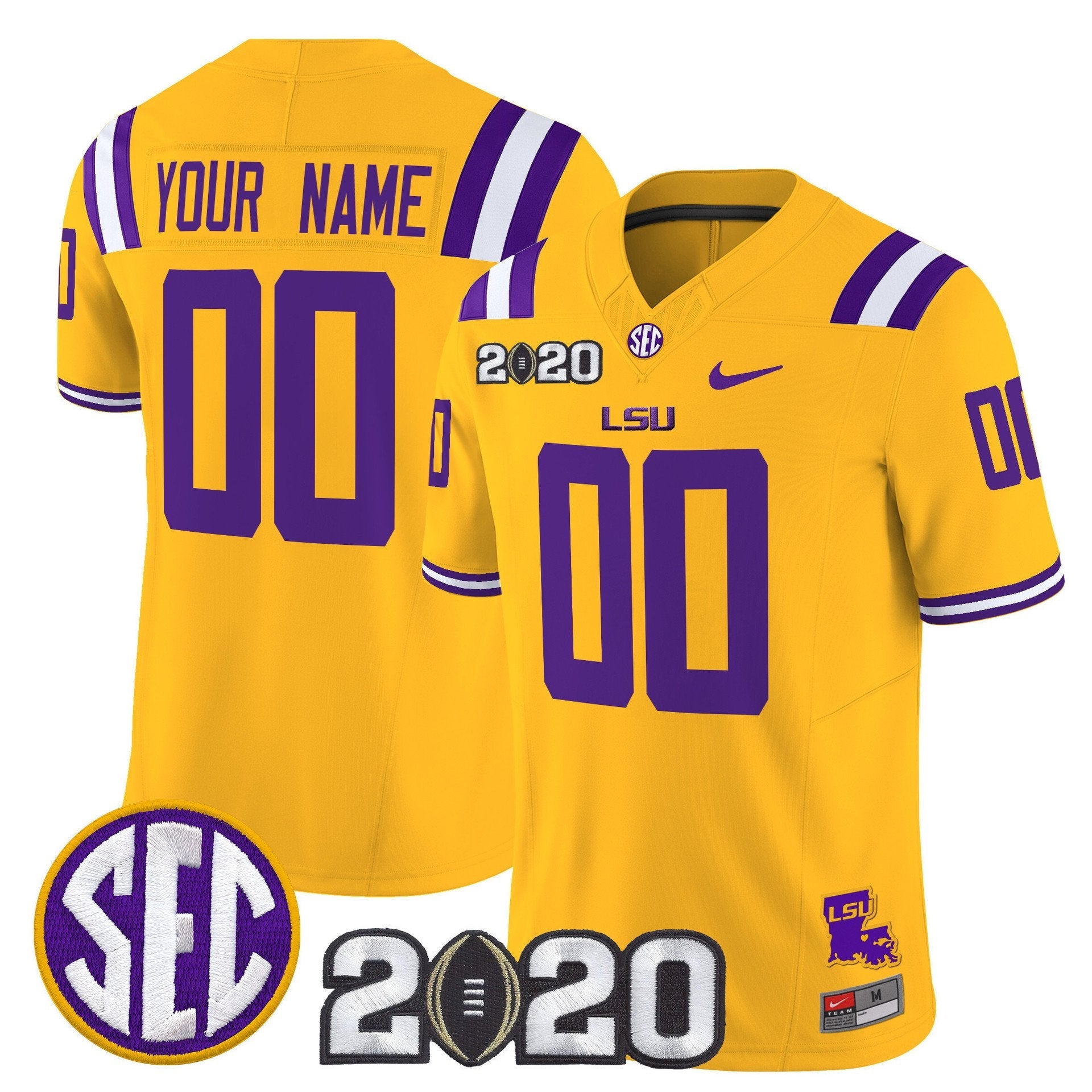 Custom LSU Tigers Jersey Name, Number 2020 National Champions Stitched