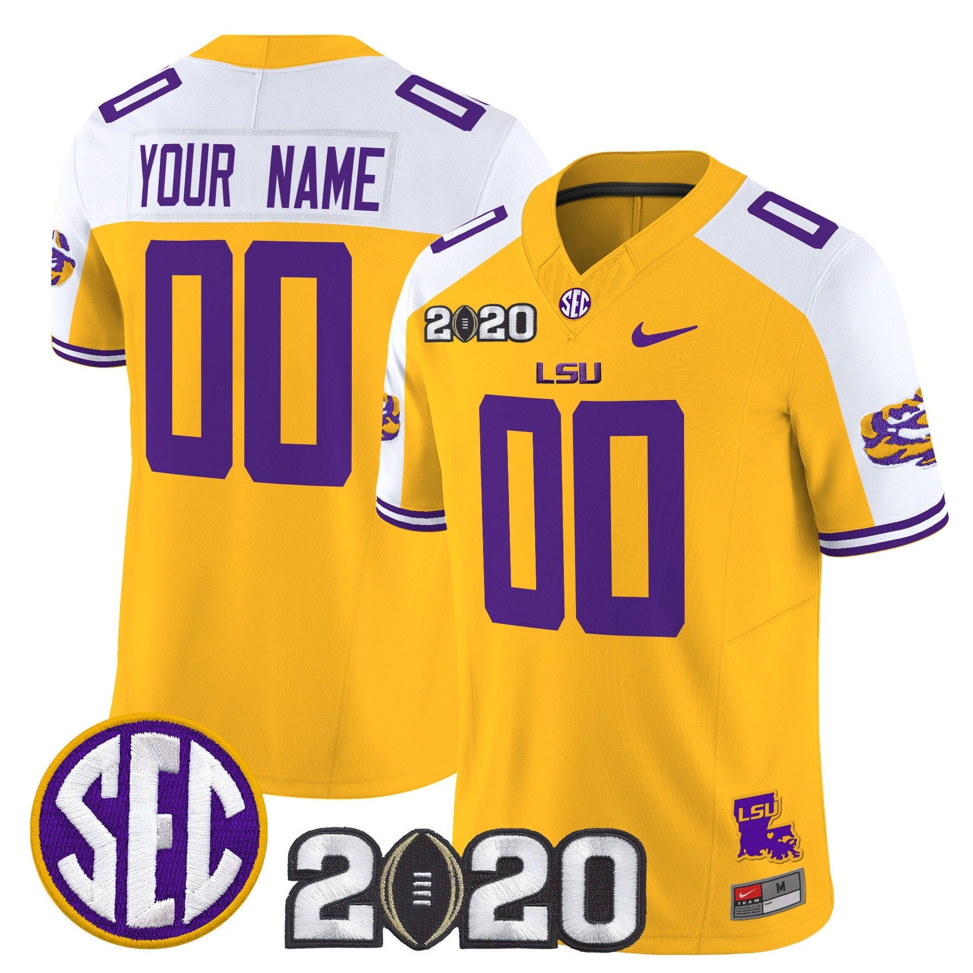Custom LSU Tigers Jersey Name, Number 2020 National Champions Stitched