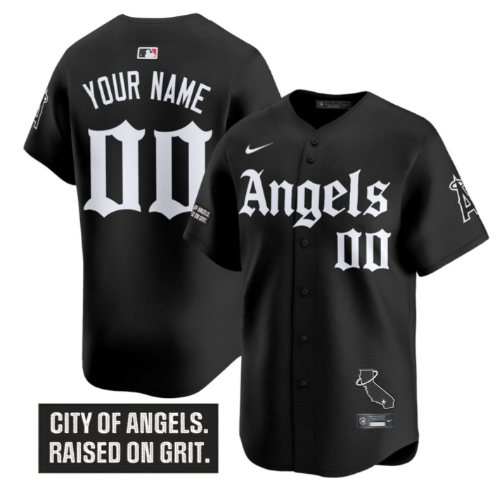 Custom Los Angeles Angels Jersey Gothic Halo Edition Stitched