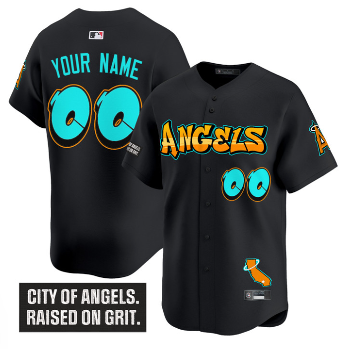Custom Los Angeles Angels Jersey Graffiti Halo Drop Edition Stitched