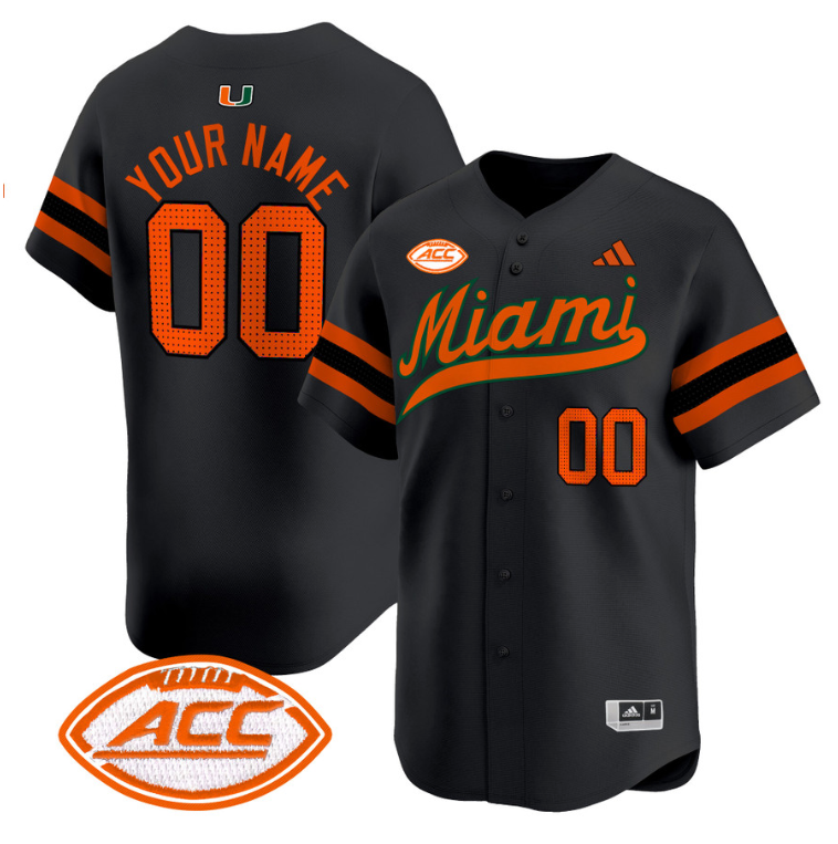 Custom Miami Hurricanes Jersey Name, Number 2024 Baseball
