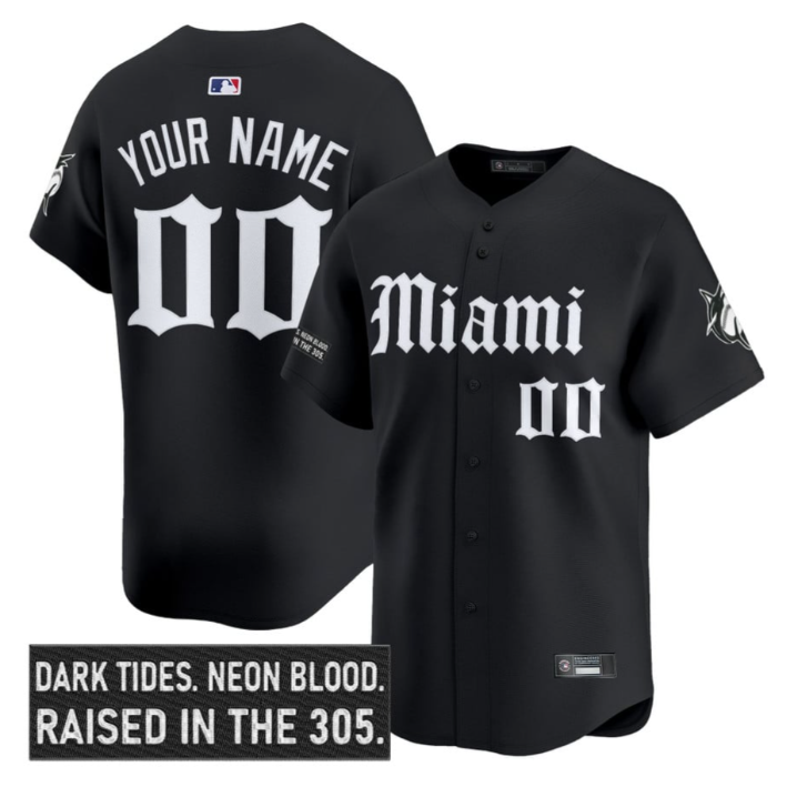 Custom Miami Marlins Jersey Name, Number Gothic Vice Edition Stitched