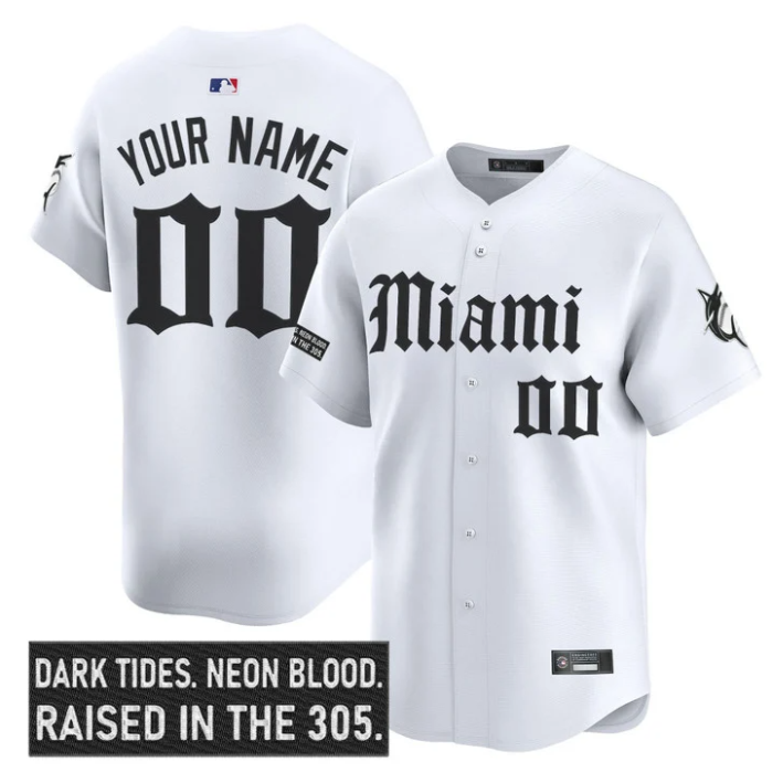 Custom Miami Marlins Jersey Name, Number Gothic Vice Edition Stitched