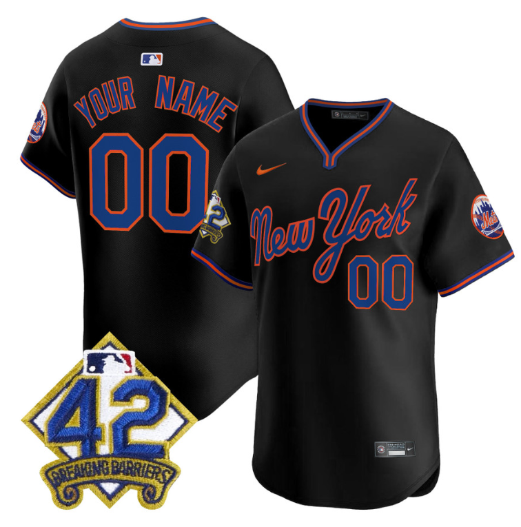 Custom New York Mets Jersey 2025 Jackie Robinson Patch Road Alternate Stitched