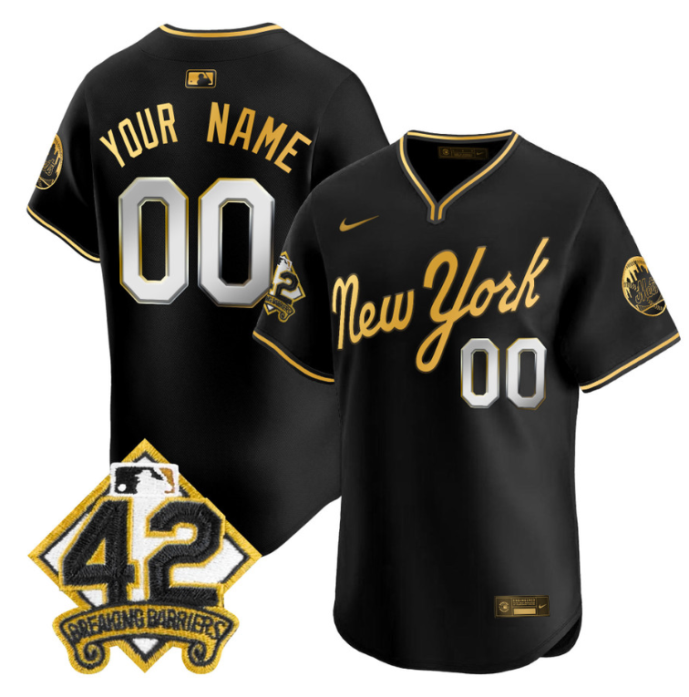 Custom New York Mets Jersey 2025 Jackie Robinson Patch Road Alternate Stitched