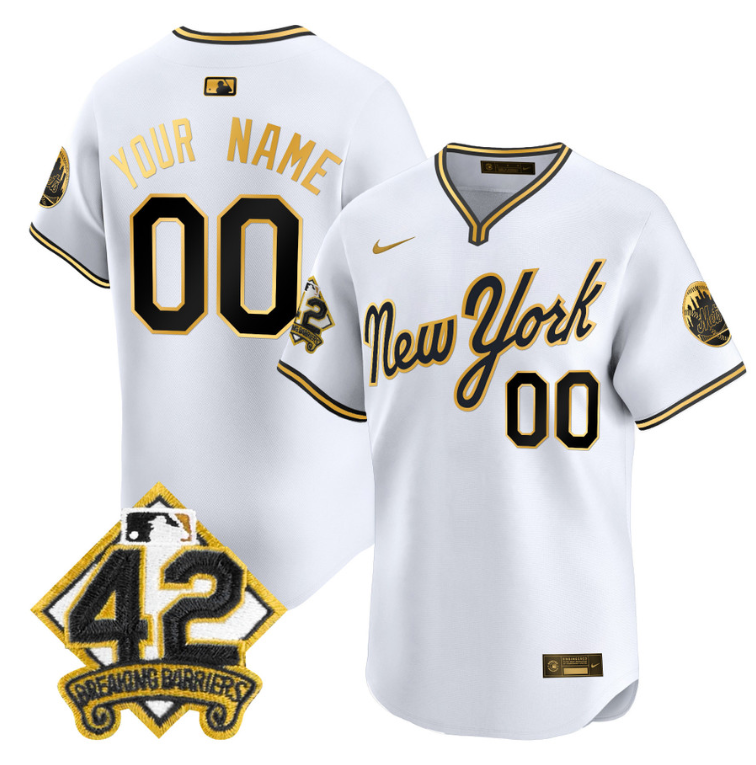 Custom New York Mets Jersey 2025 Jackie Robinson Patch Road Alternate Stitched