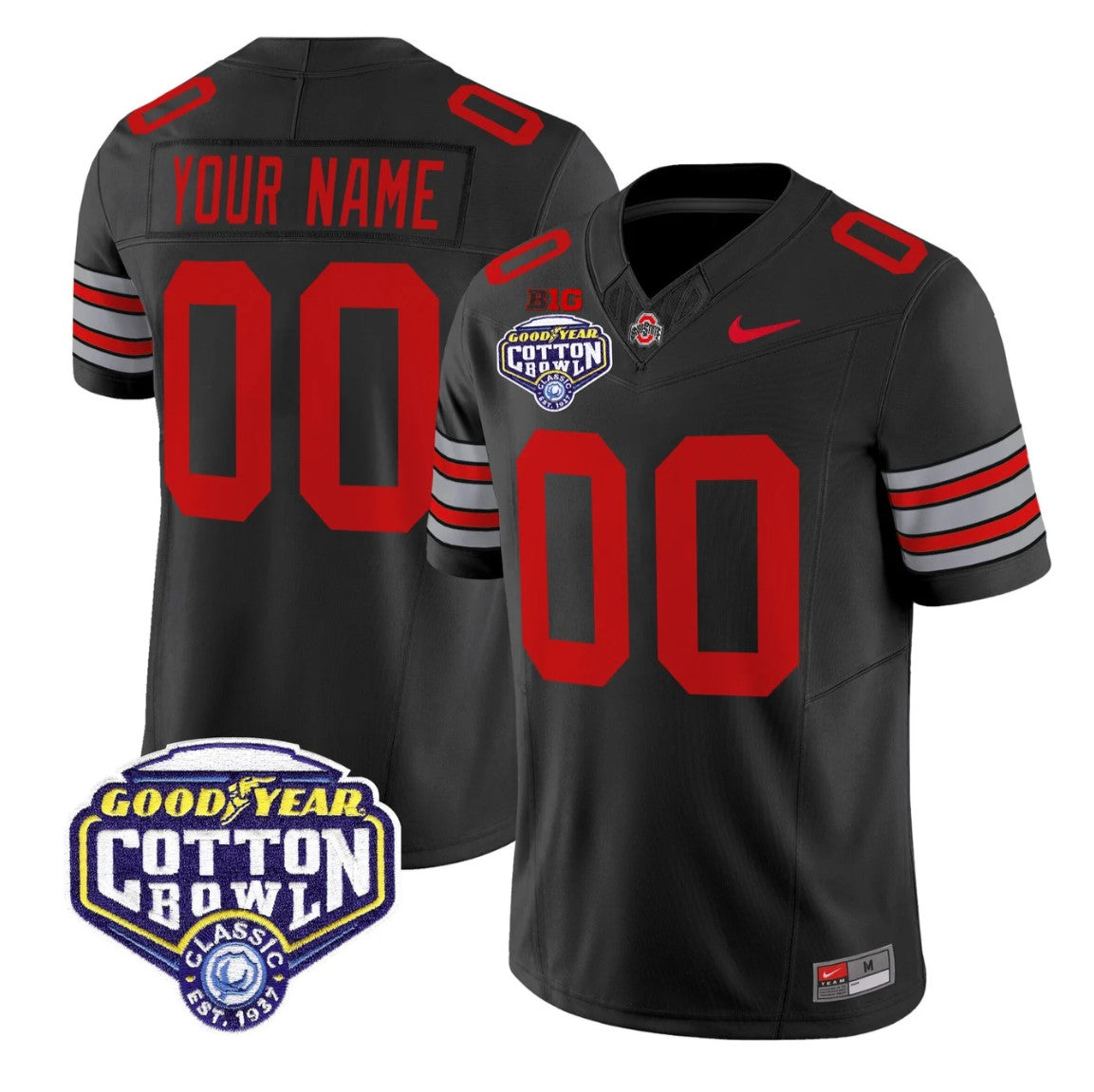 Custom Ohio State Jersey Heritage Stripe 2025 Cotton Bowl Patch Stitched