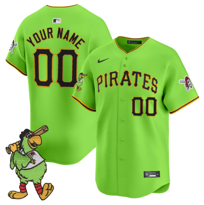 Custom Pittsburgh Pirates Jersey Pirate Parrot Patch Premier Limited Stitched
